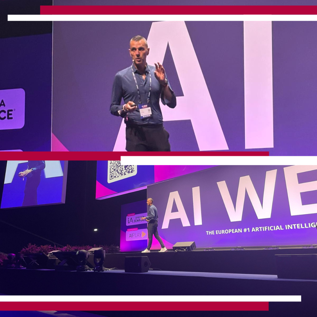 Massimo Veutro presenta l'approccio "Compliance first, innovation always" durante AI Week 2026 illustrando le soluzioni di intelligenza artificiale sviluppate da Base Digitale.